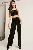 Forever21 Velvet Crop Top & Palazzo Pants Set