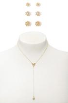 Forever21 Flower Studs & Drop Chain Necklace Set