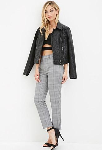 Forever21 Cuffed Glen Plaid Trousers