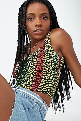 Forever21 Leopard Print Cropped Tank Top