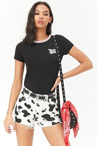 Forever21 Cow Print Denim Shorts