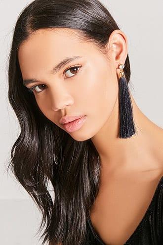 Forever21 Faux Crystal Tassel Duster Earrings