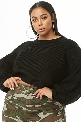 Forever21 Plus Size Ribbed Balloon-sleeve Sweater