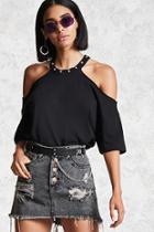 Forever21 Studded Open-shoulder Top