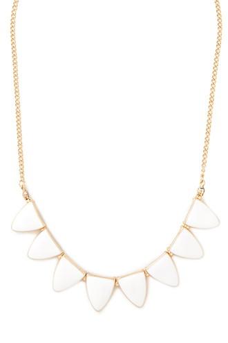 Forever21 Ivory & Gold Enamel Triangle Pendant Necklace