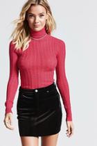 Forever21 Semi-sheer Cable Knit Turtleneck Sweater