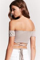 Forever21 Wrap-waist Off-the-shoulder Top