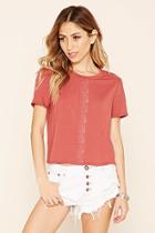 Forever21 Women's  Floral Lace-panel Top