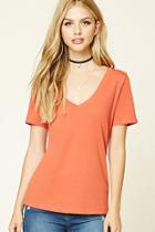 Forever21 Plus Women's  Ginger Cotton-blend V-neck Tee