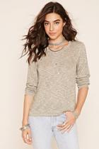 Forever21 Women's  Olive Marled Knit Top