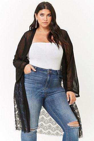 Forever21 Plus Size Longline Lace Cardigan