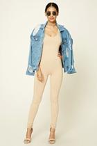 Forever21 Women's  Nude Stretch-knit Jumpsuit