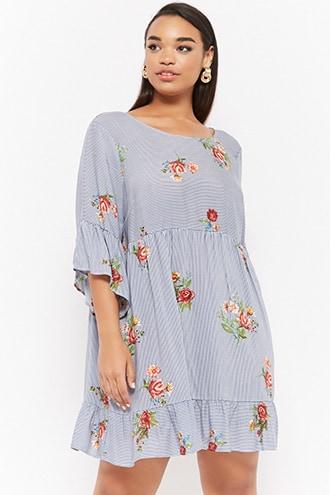 Forever21 Plus Size Striped Floral Dress