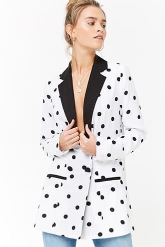 Forever21 Double-breasted Polka Dot Blazer