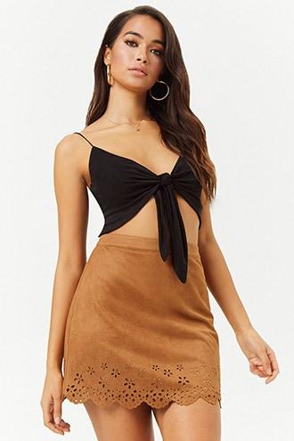 Forever21 Perforated Faux Suede Mini Skirt