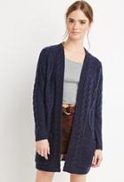 Forever21 Women's  Cable Knit Cardigan (navy)