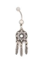 Forever21 Silver & Clear Feather Belly Ring