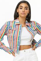 Forever21 Rainbow Striped Cropped Jacket