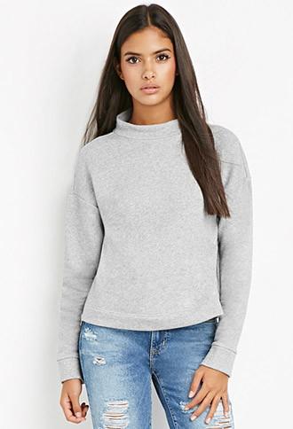 Love21 Zippered Mock Neck Sweatshirt