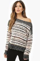Forever21 Striped Off-the-shoulder Sweater-knit Top