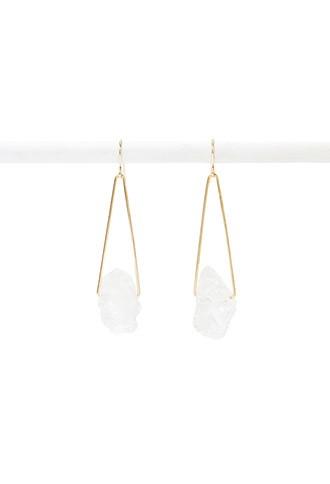 Forever21 Faux Stone Drop Earrings (gold/clear)