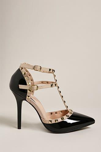 Forever21 Faux Patent Leather Studded Heels