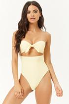 Forever21 Strapless Tie-front Cutout One-piece Swimsuit