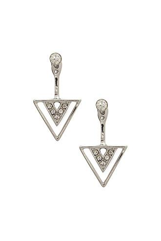 Forever21 Silver & Clear Cutout Triangle Ear Jackets