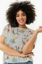 Forever21 Plus Size Floral Striped Tee