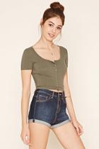 Forever21 Women's  Button-front Crop Top