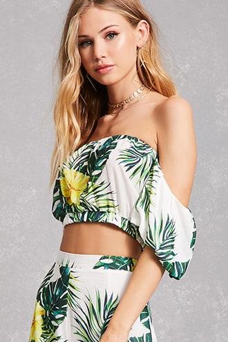 Forever21 Tropical Off-the-shoulder Top