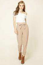 Forever21 Women's  Belted Woven Joggers