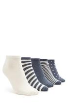 Forever21 Women's  Dark Blue & Cream Polka Dot Ankle Sock Set