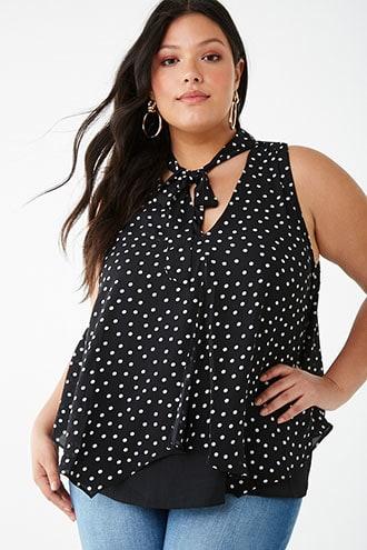 Forever21 Plus Size Sleeveless Polka Dot Top
