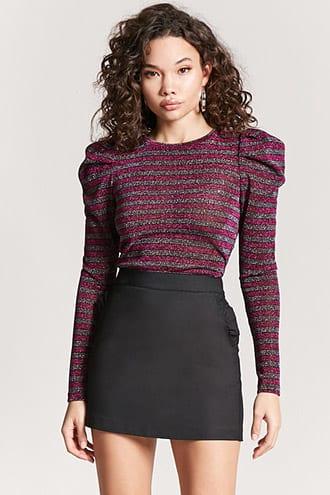 Forever21 Boxy Metallic Stripe Top