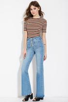 Forever21 Women's  Light Denim High-waisted Flare Jeans