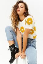 Forever21 Floral Ribbed-trim Sweater