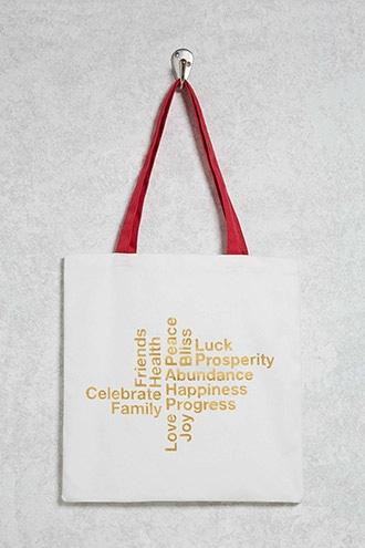 Forever21 Metallic Word Mash-up Tote Bag