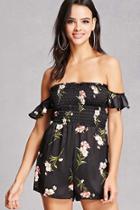 Forever21 Off-the-shoulder Satin Romper