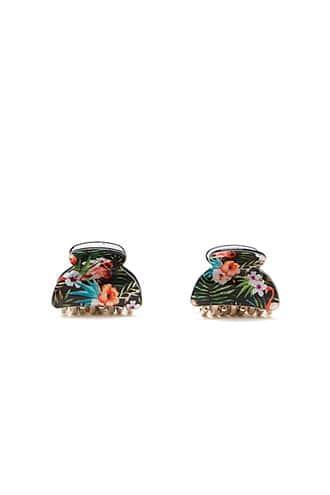 Forever21 Floral High-polish Claw Hair Clip Set