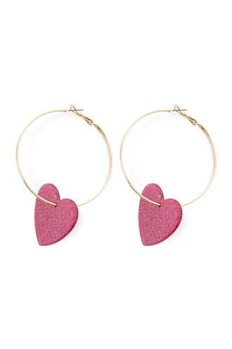 Forever21 Glitter Heart Hoop Earrings