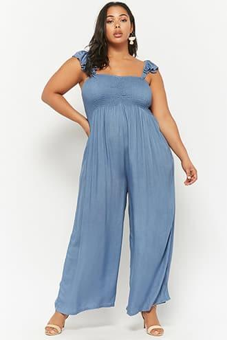 Forever21 Plus Size Boho Me Smocked Jumpsuit