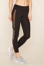 Forever21 Women's  Black & Charcoal Active Mesh-paneled Leggings
