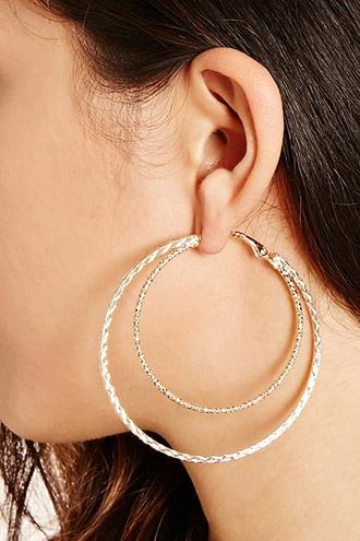 Forever21 Gold Etched Double Hoop Earrings
