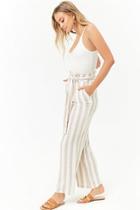 Forever21 Striped Linen-blend Paperbag-waist Pants