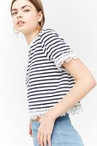 Forever21 Striped Floral Trim Tee