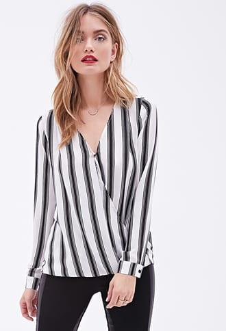 Forever21 Contemporary Stripe Print Surplice Blouse