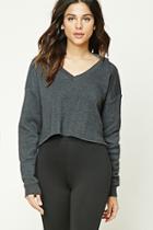 Forever21 Heathered Cropped Fleece Hoodie