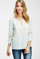 Forever21 Contemporary Crochet Button-front Top