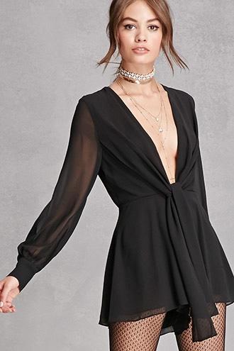 Forever21 Women's  Pleated Chiffon Romper